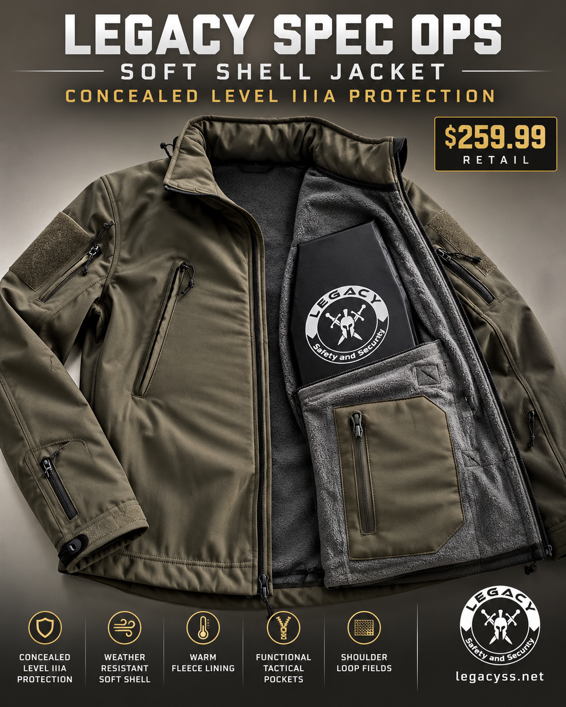 Legacy Spec Ops Soft Shell Jacket – Level IIIA Armor Compatible - Image 7