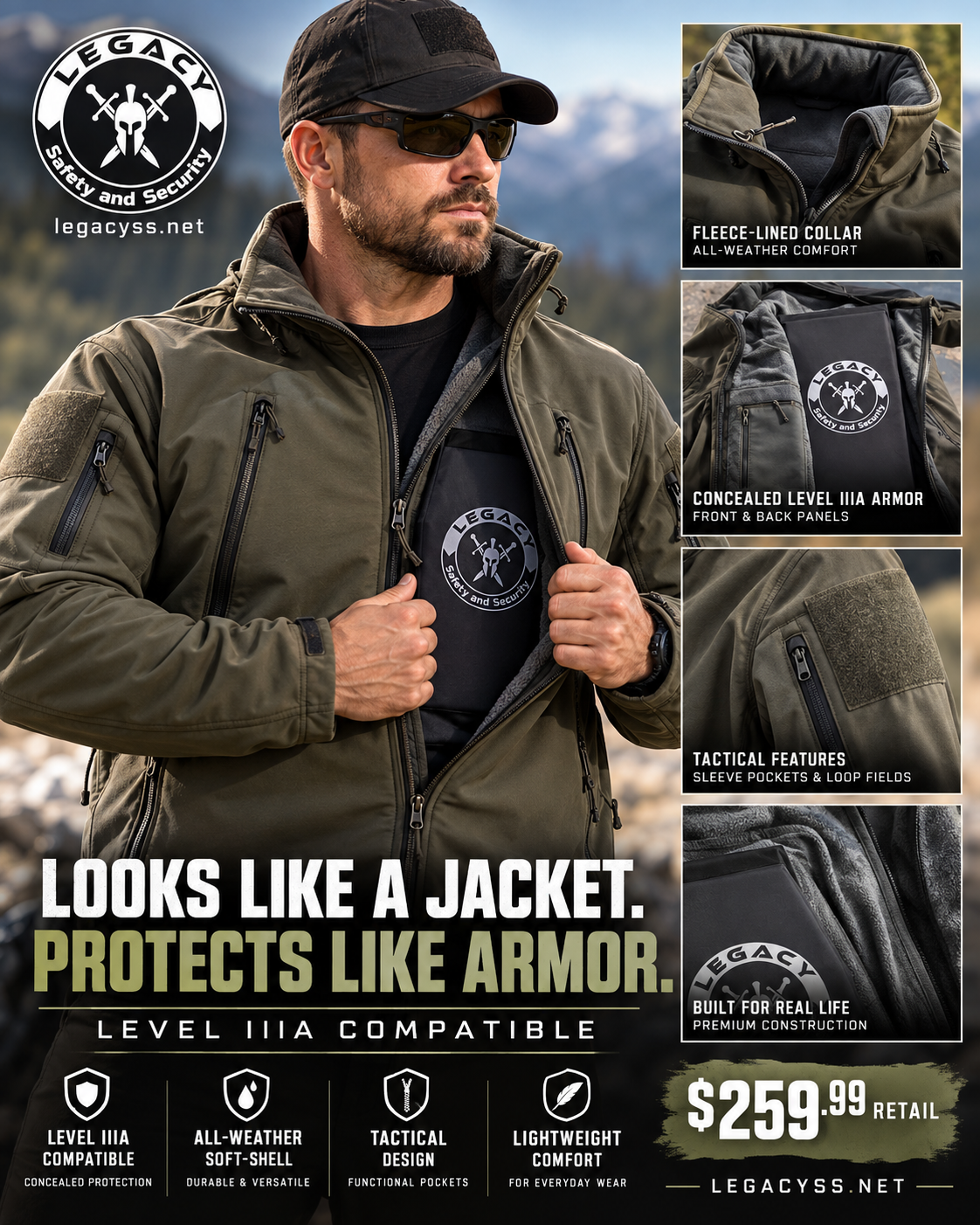 Legacy Spec Ops Soft Shell Jacket – Level IIIA Armor Compatible - Image 6